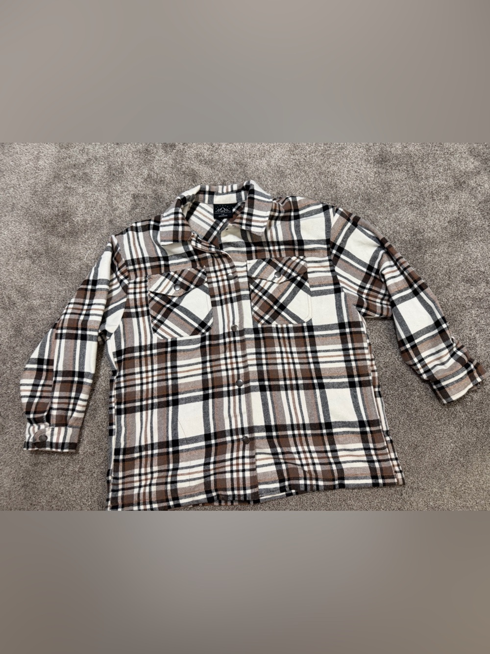 Brown and Cream Plaid Button-Up jacket